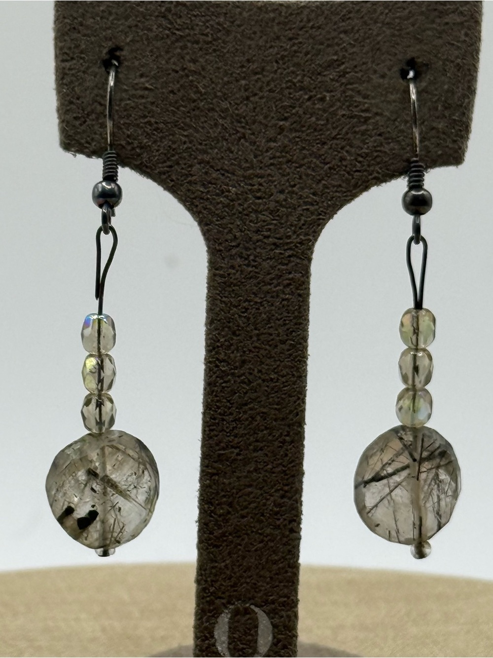 Smoky Rutilated Quartz Drop Earrings - Elegant Women Jewelry
